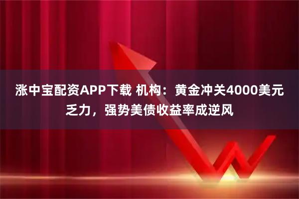 涨中宝配资APP下载 机构：黄金冲关4000美元乏力，强势美债收益率成逆风